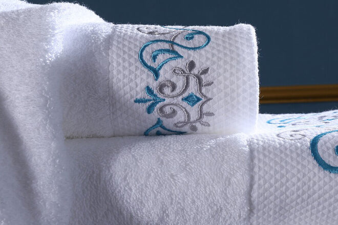 Canaria Tex are towel suppliers of household names across the world. Stringent quality checks are carried out before a embroidered towel is shipped.