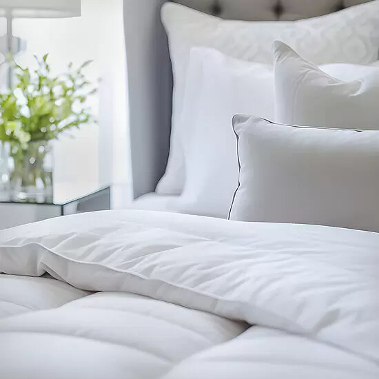 Hotel-quality white bedding by Canaria Tex